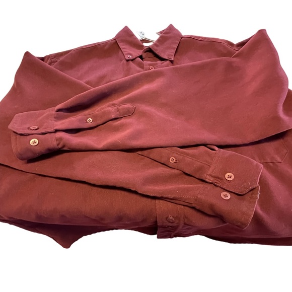 Bruno Long Sleeves Sueded Men’s Shirt - Sz L - Maroon - Picture 8 of 10